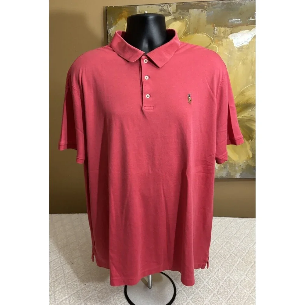 Ralph Lauren Polo Classic Fit Mens Collared Salmon Polo Size 2XL
